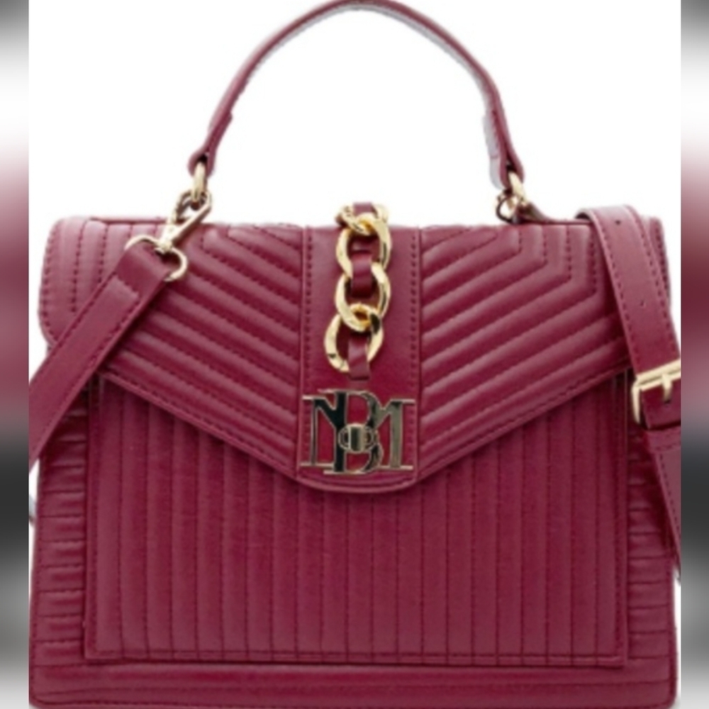 Badgley Mischka NWT Burgundy Vegan Leather Satchel/Cross Body Bag